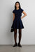 Ribbed fit and flare mini dress in navy — main image