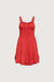 Gathered cotton poplin mini dress in crimson — image