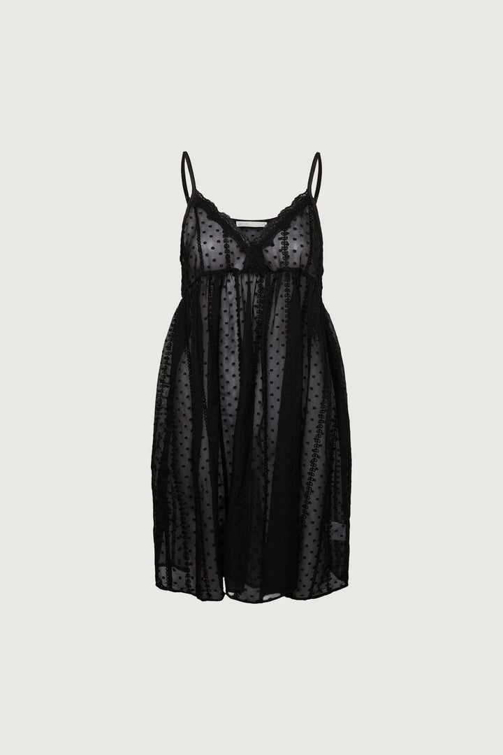 SHEER LAYERED LACE DRESS in Black — alternate angle