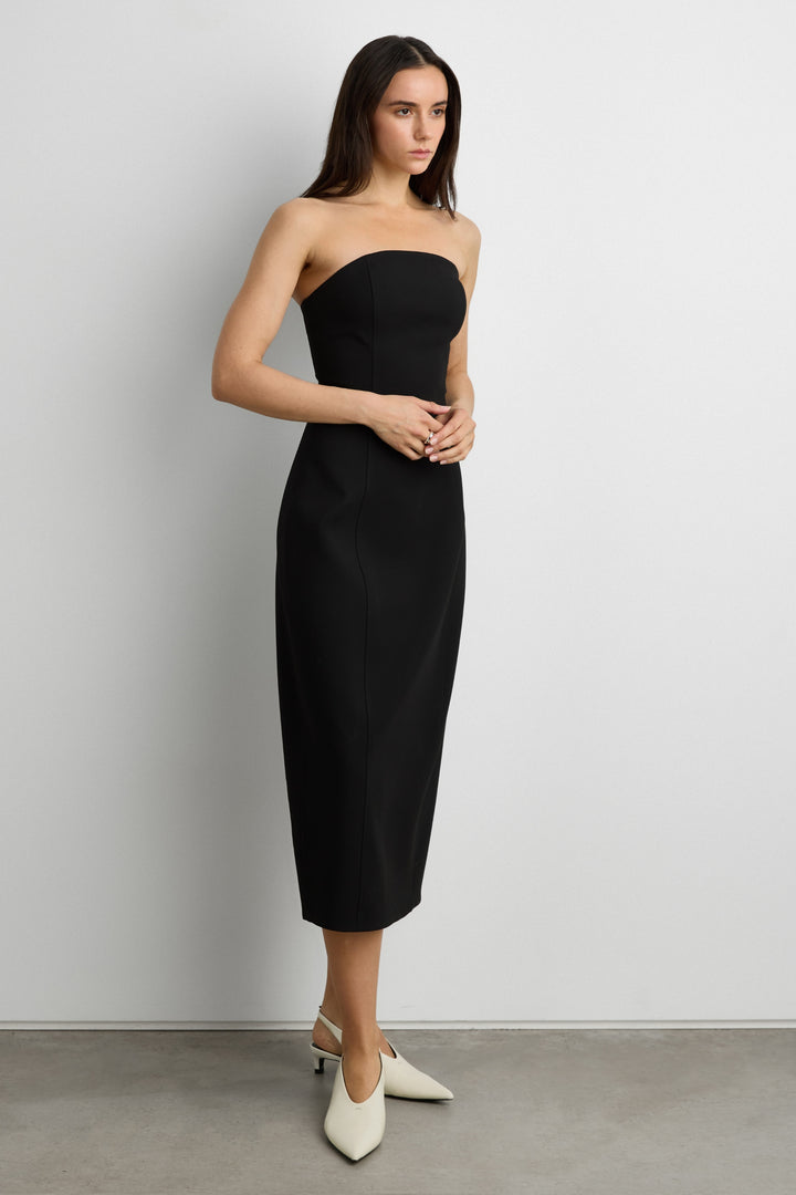 BARREL TUBE TOP DRESS in Black — alternate angle