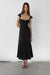 Sweetheart neckline corset midi dress in black polka dot — main image