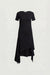 Asymmetrical ruffle hem midi dress in black — main image