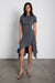Asymmetrical ruffle hem midi dress in charcoal — main image