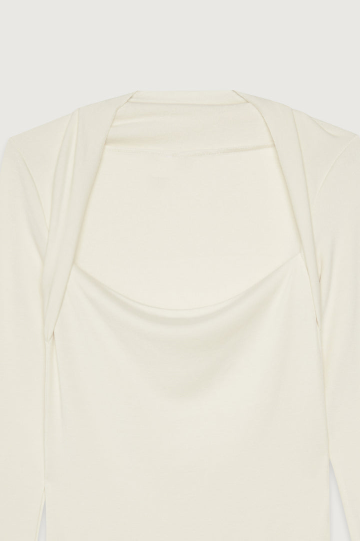 SQUARE NECK MINI DRESS in Cream — alternate angle