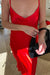 V-neck satin slip dress in red alert — main image