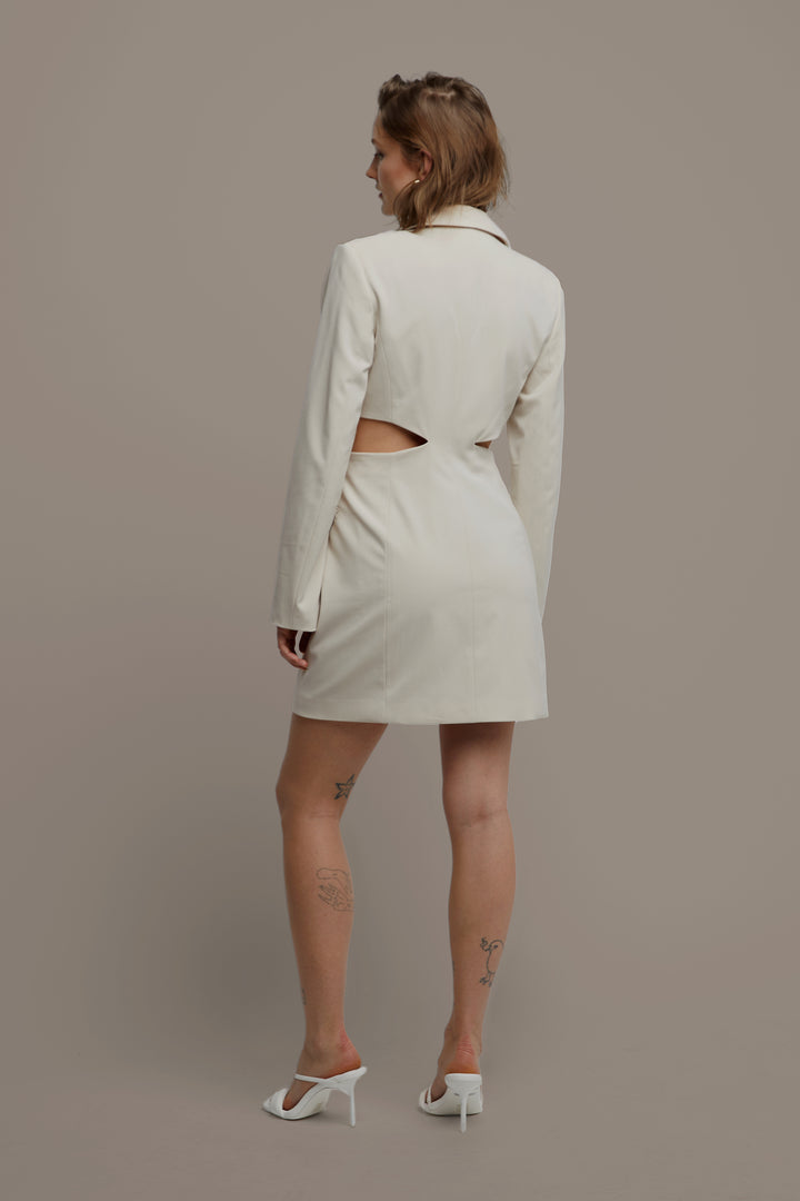 BLAZER CUT-OUT DRESS in Oatmeal — alternate angle