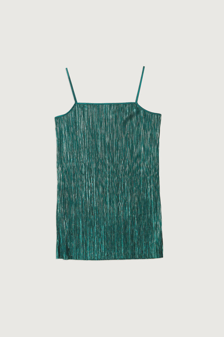 SPARKLY PLEATED MINI DRESS in Seamoss Shimmer — alternate angle