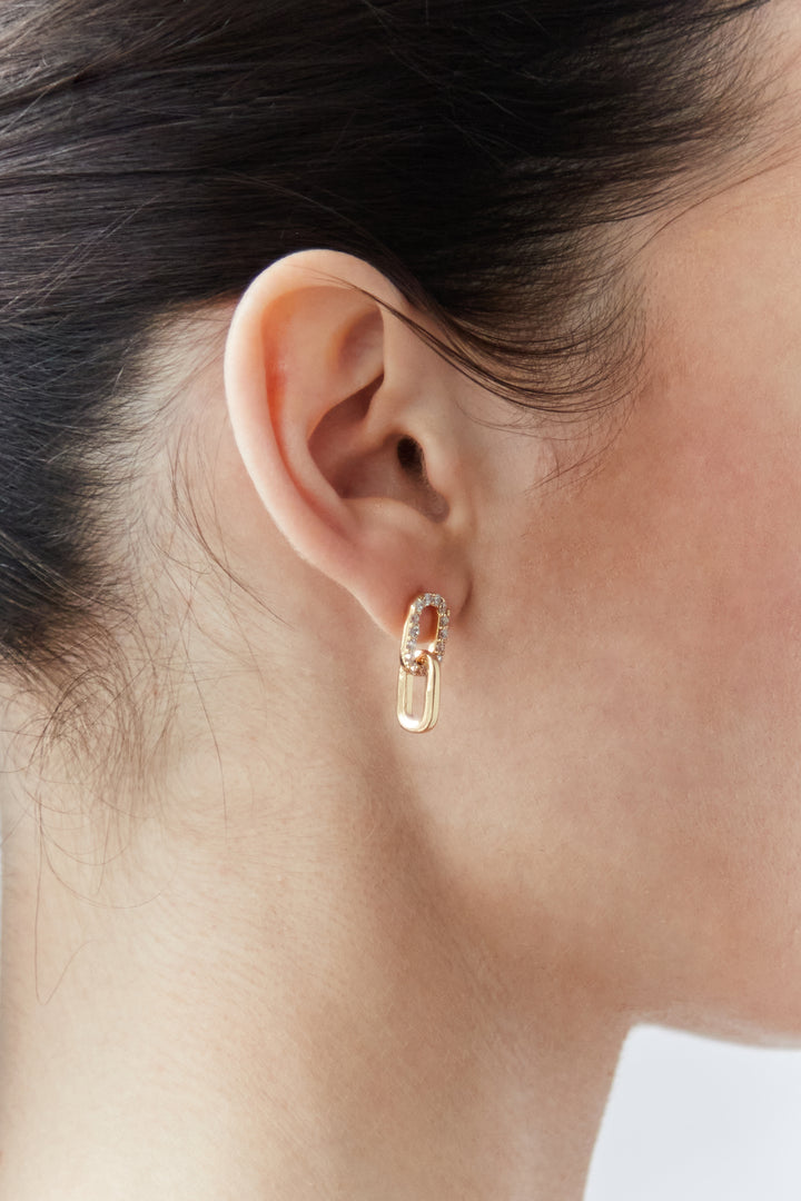 ZIRCONIA LINK EARRINGS in Gold — alternate angle