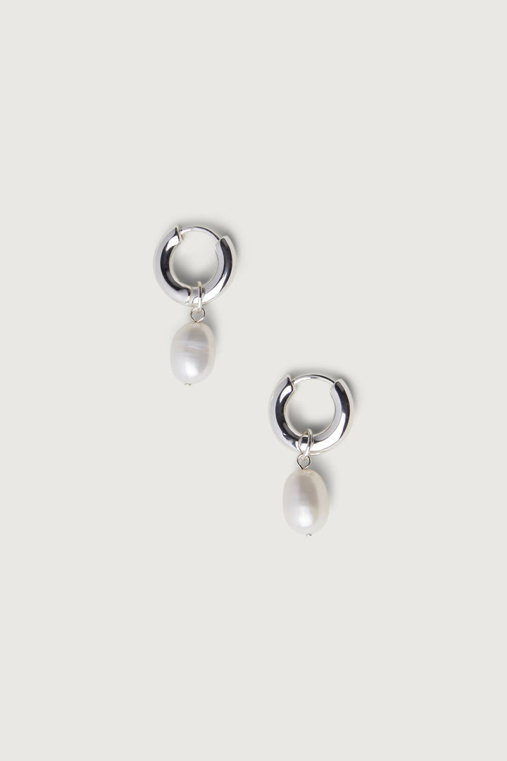 PEARL DROP EARRING in Silver — alternate angle