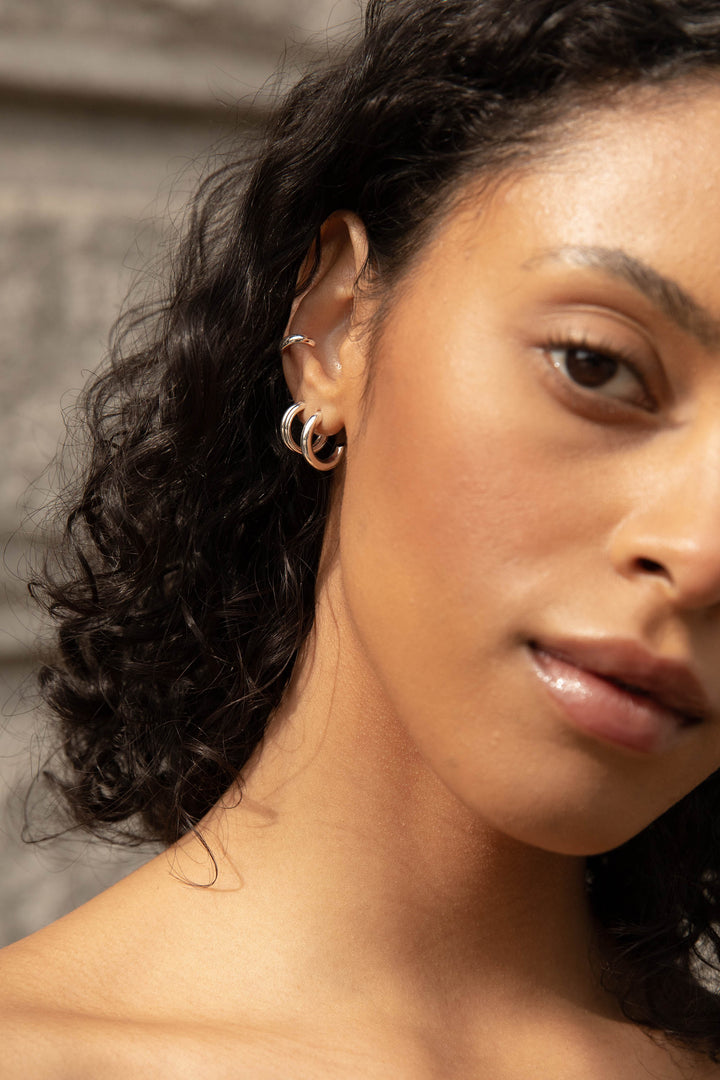 HOOP SET WITH EAR CUFF in Silver — alternate angle