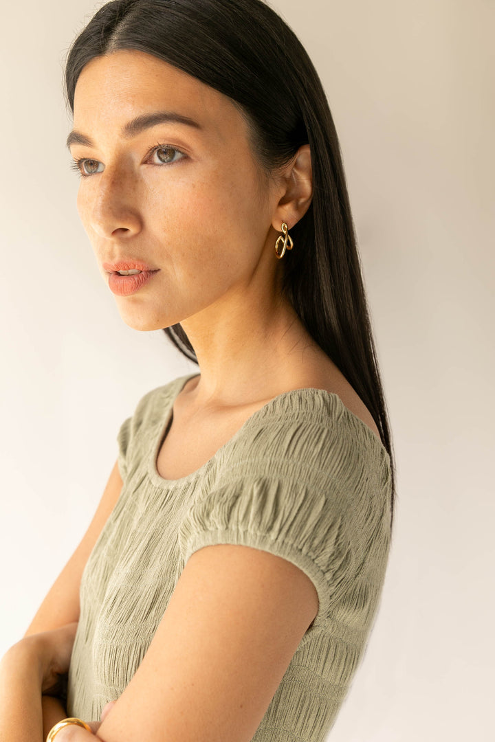 ABSTRACT DOUBLE HOOP in Gold — alternate angle