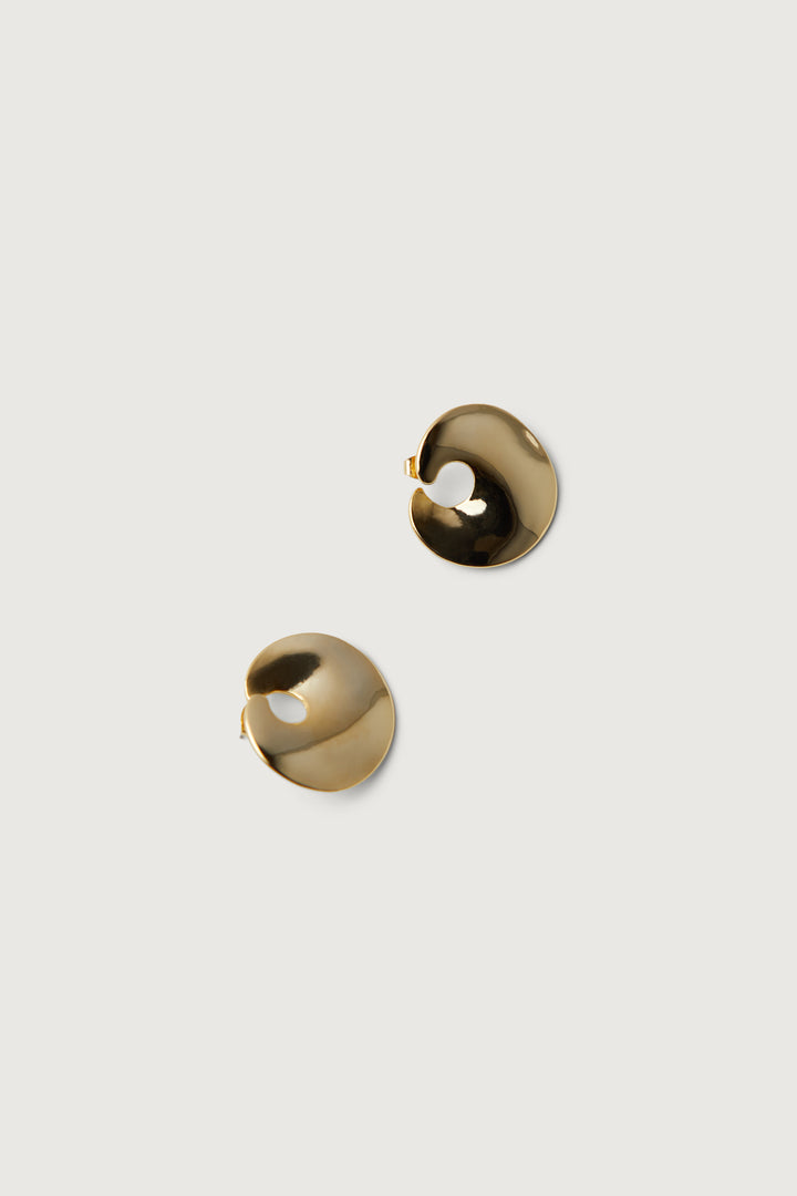 CIRCULAR FLAT EARRING in Gold — alternate angle