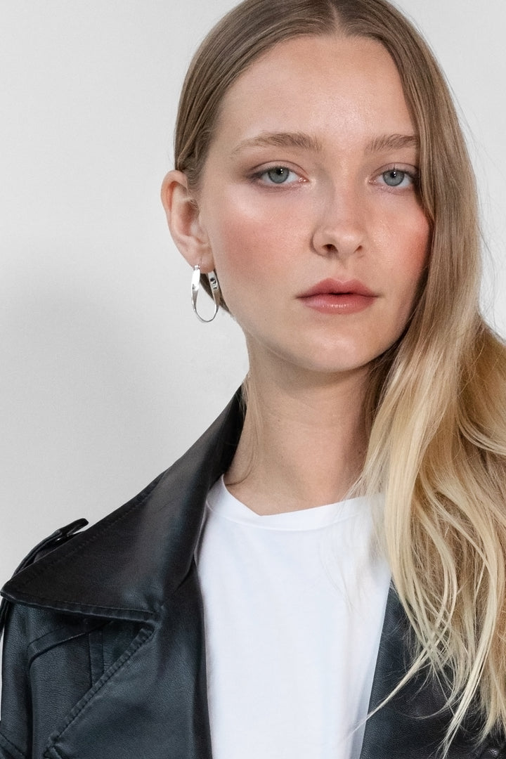 ELONGATED TWISTED HOOPS in Silver — alternate angle