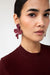 Large textured flower earrings in burgundy — main image