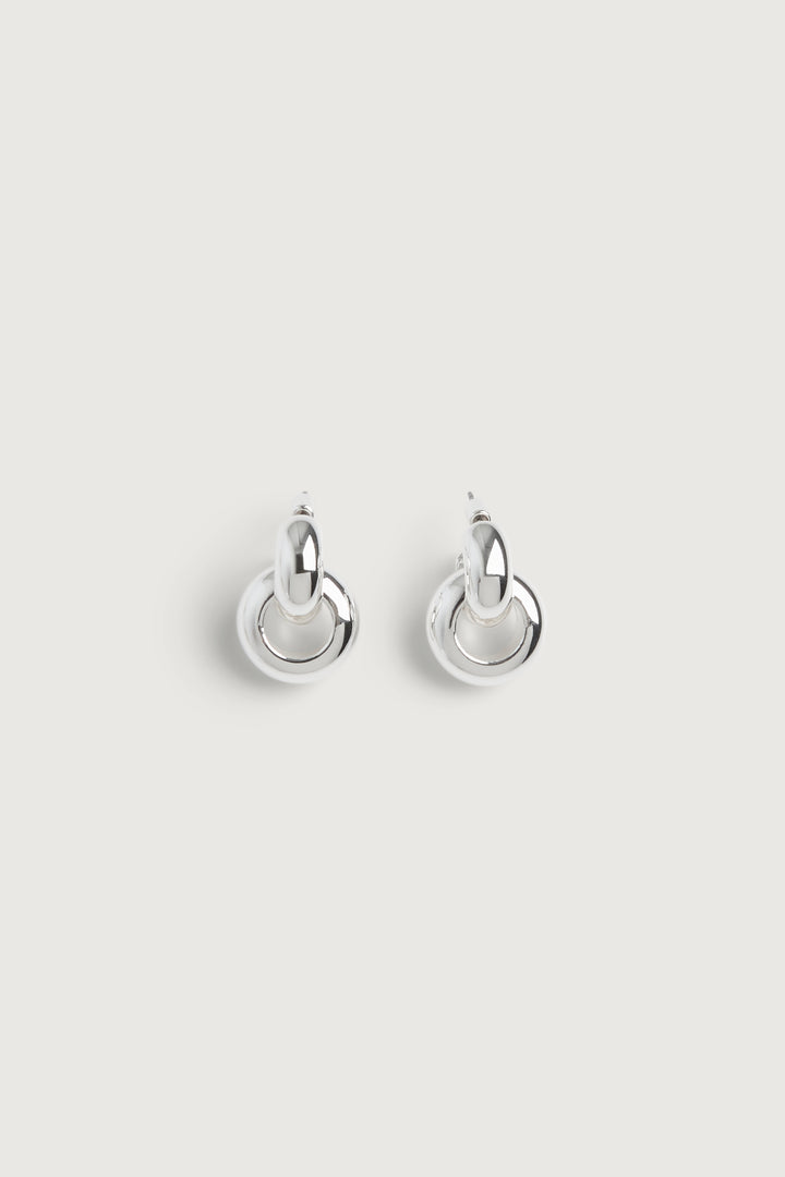 HOOP LINK STUD EARRINGS in Silver — alternate angle