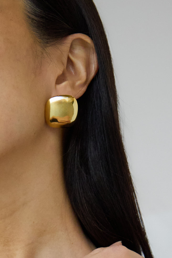 CHUNKY SQUARE STUDS in Gold — alternate angle