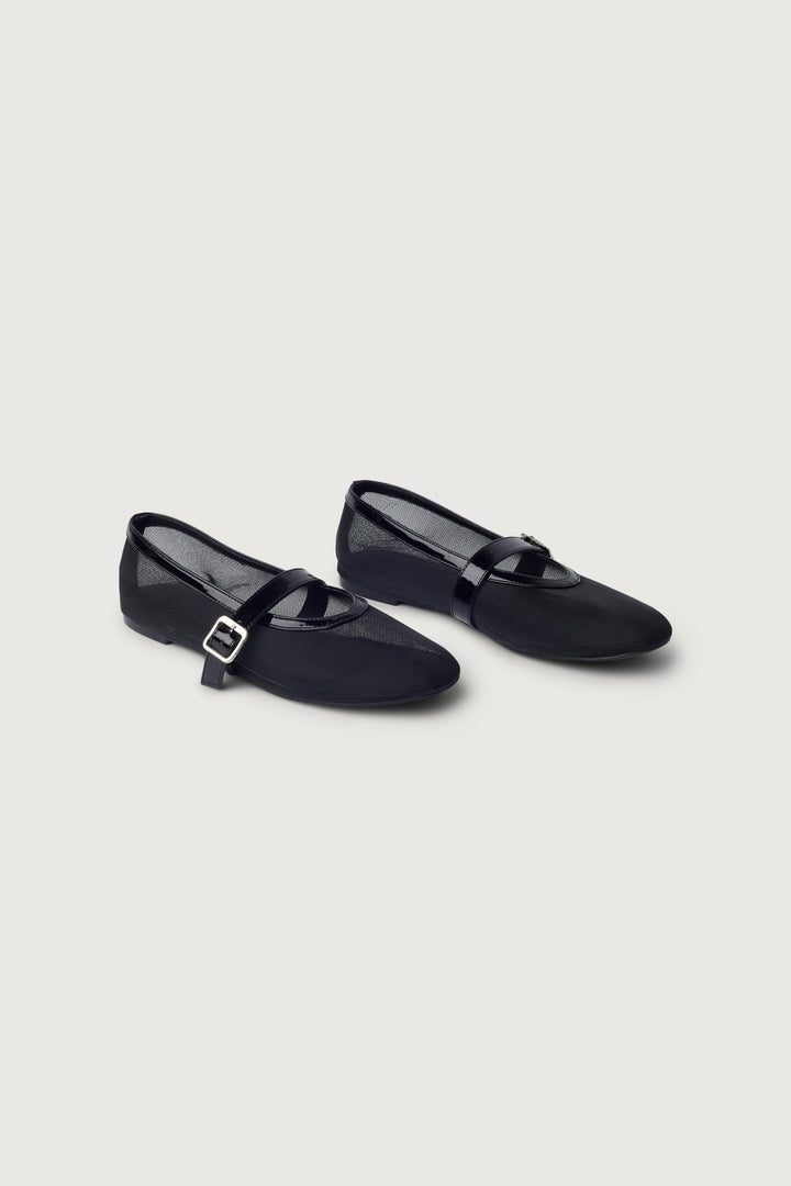 MESH BALLET FLATS in Black — alternate angle