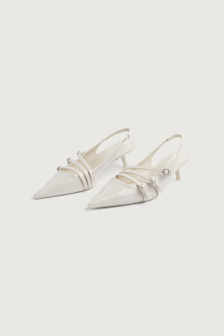 STRAPPY POINTED MULE in Beige — alternate angle