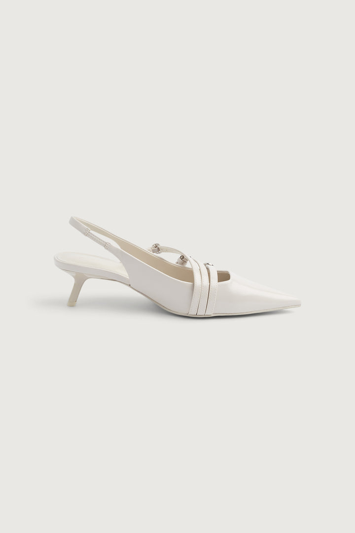STRAPPY POINTED MULE in Beige — alternate angle