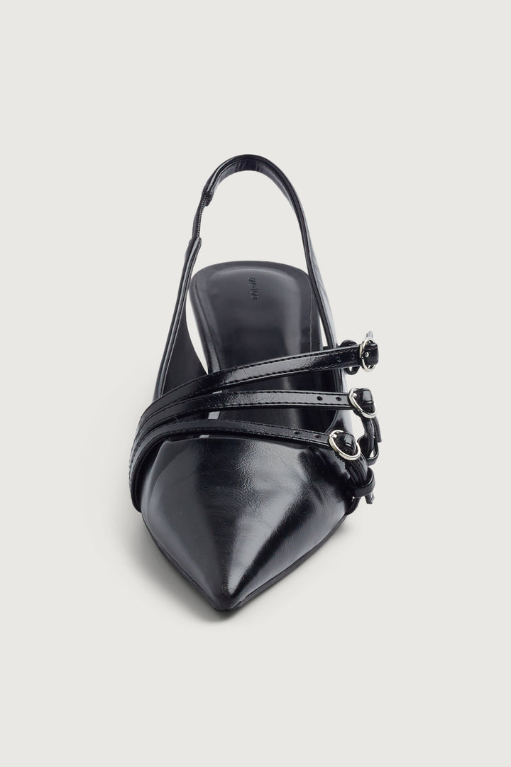 STRAPPY POINTED MULE in Black — alternate angle