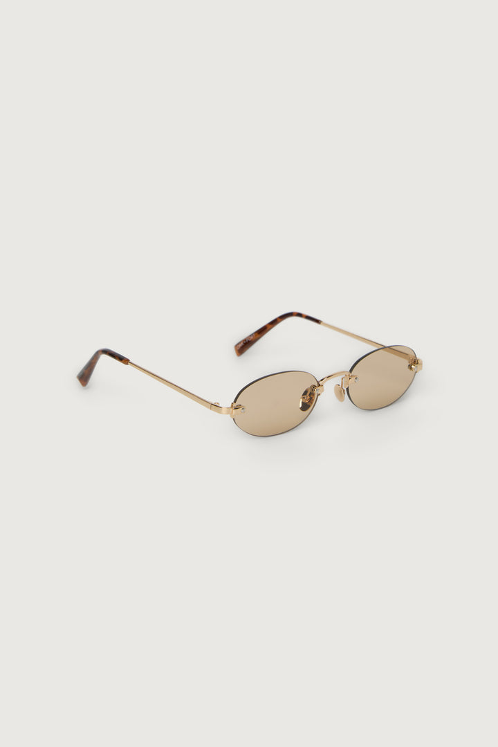 OVAL FRAMELESS SUNGLASSES in Gold Soft Mist — alternate angle