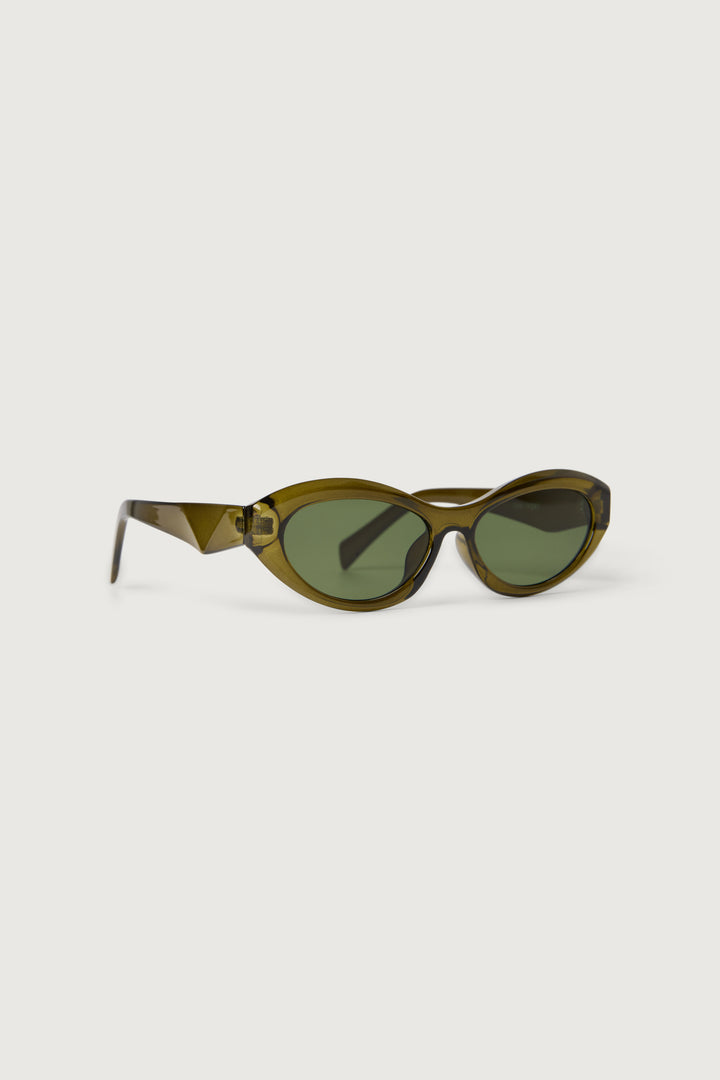 CAT EYE SUNGLASSES in Olive Green — alternate angle