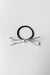 Hair tie with metallic bow in silver — main image