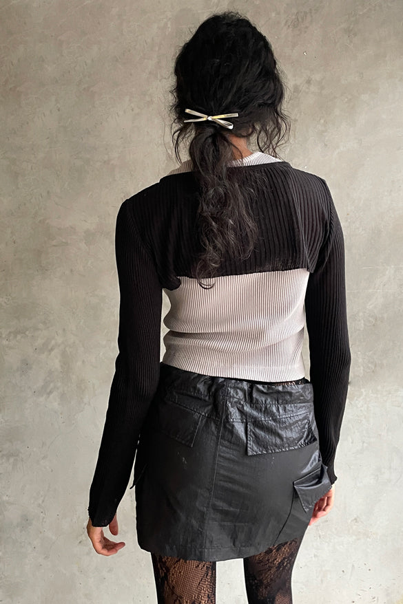 HAIR TIE WITH METALLIC BOW in Silver — alternate angle