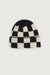 Checkered beanie in oatmeal black check — main image