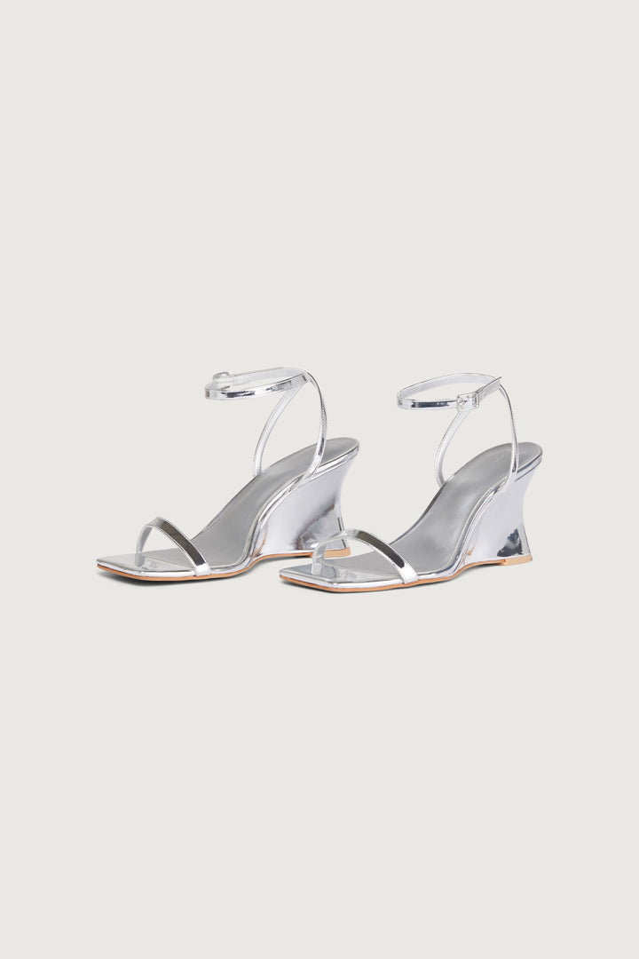 STRAPPY WEDGE SANDAL in Silver — alternate angle