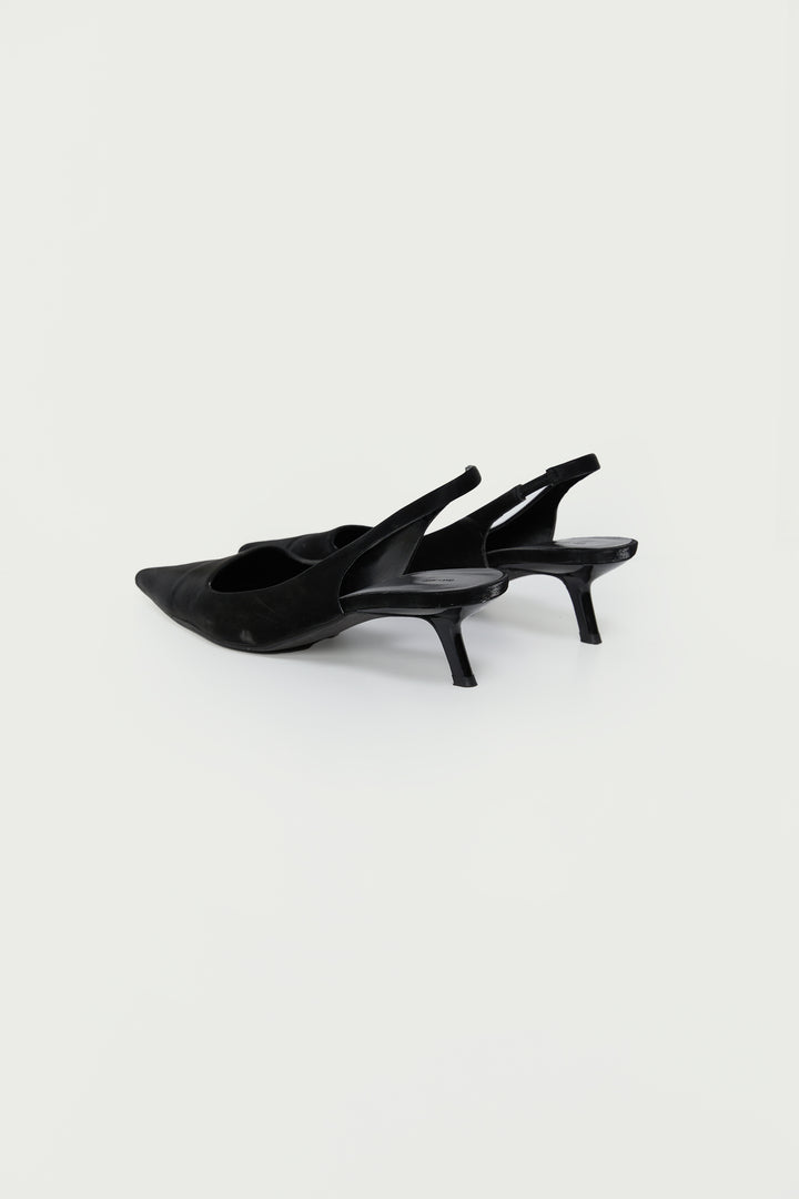 SLING BACK POINTED KITTEN HEEL in Black — alternate angle