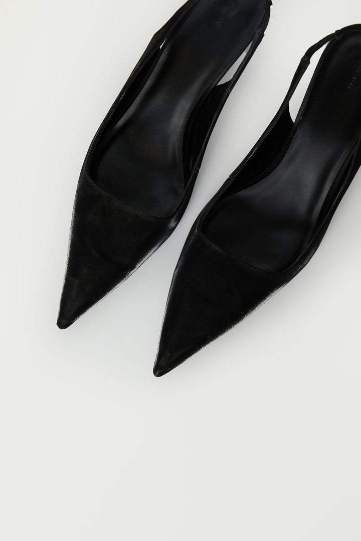 SLING BACK POINTED KITTEN HEEL in Black — alternate angle