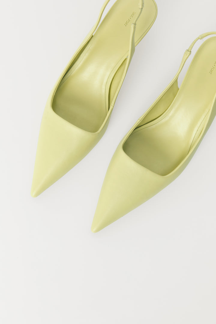 SLING BACK POINTED KITTEN HEEL in Pale Green — alternate angle