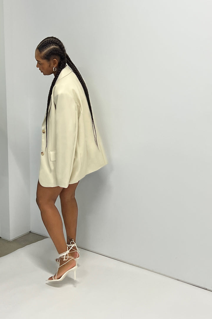 OPEN TOE HEEL in White — alternate angle