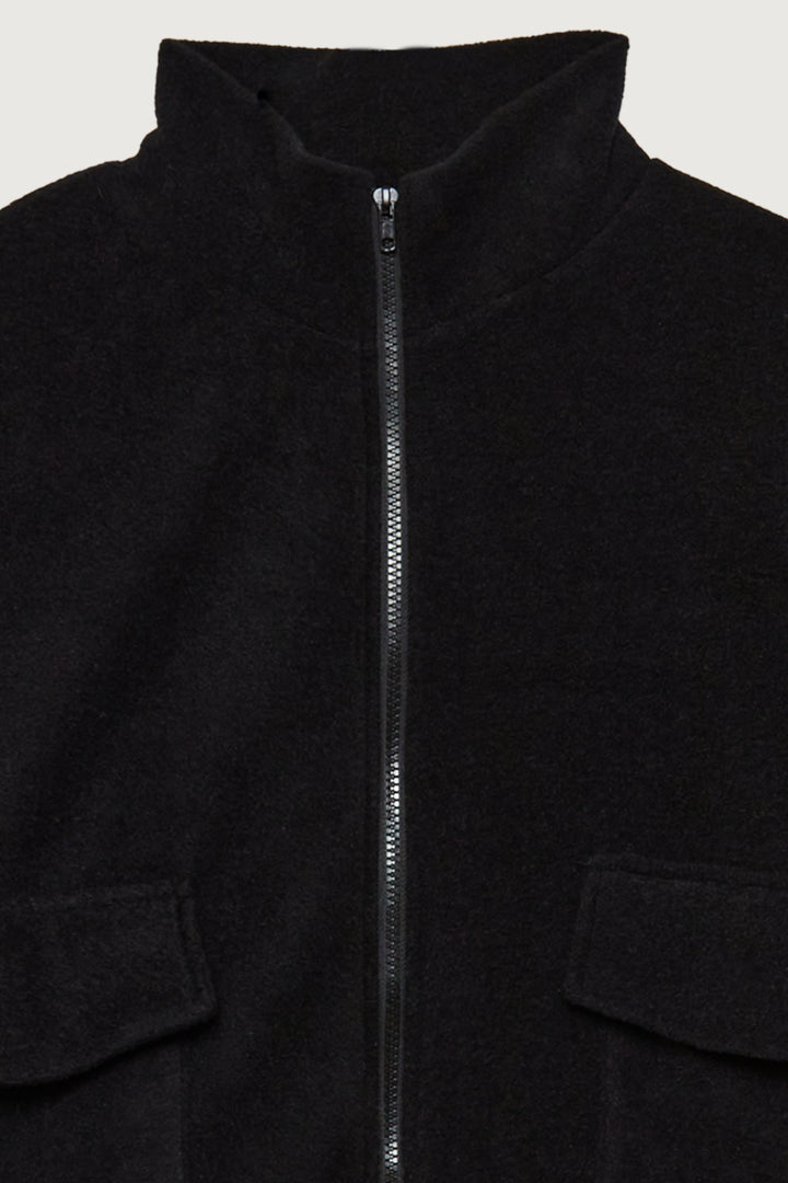 CROPPED ZIP-UP JACKET in Black — alternate angle