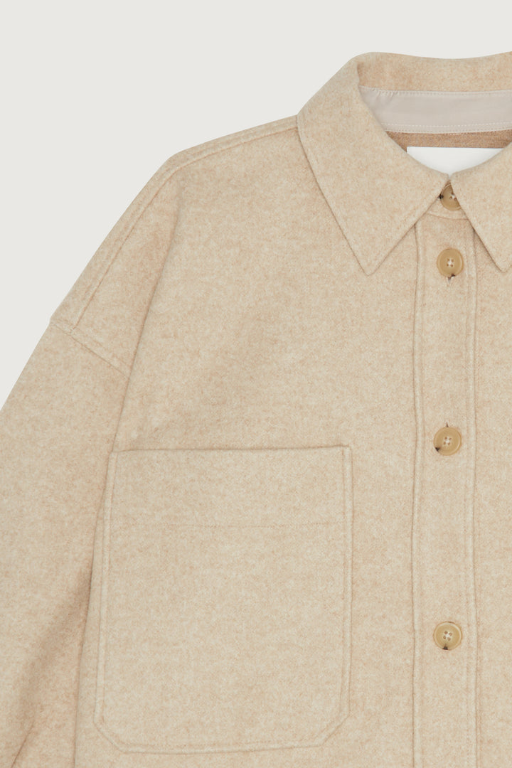 OVERSIZED BLANKET SHIRT JACKET in Heather Beige — alternate angle
