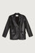 Vegan leather blazer in black — main image