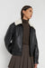 Vegan leather bomber jacket in black — main image