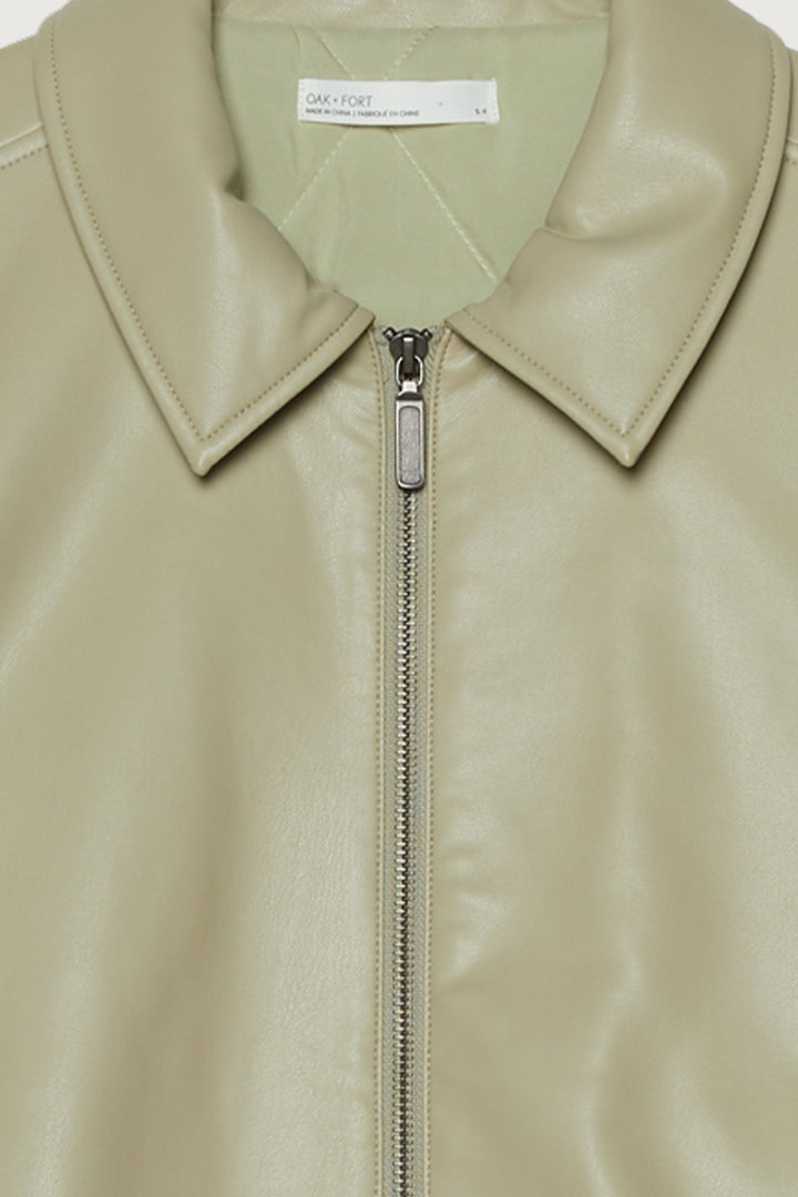 VEGAN LEATHER BOMBER JACKET in Elm — alternate angle