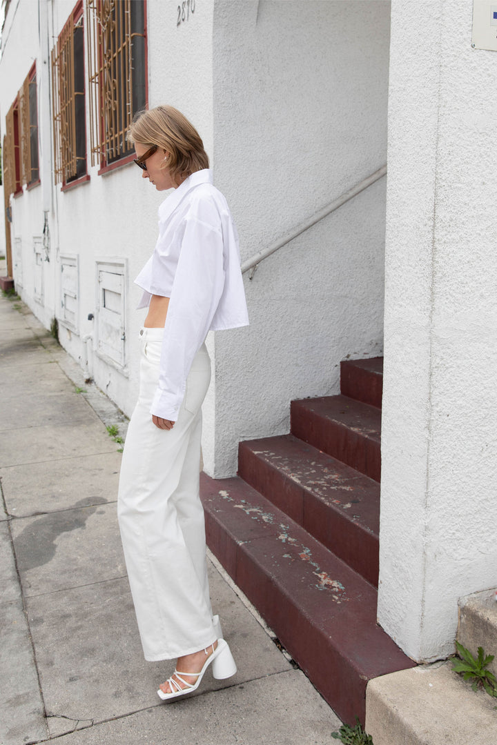 ECRU WIDE LEG JEAN in Ecru — alternate angle