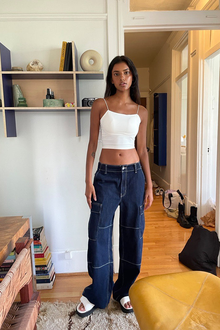 MID-RISE CARGO JEAN in Classic Wash — alternate angle