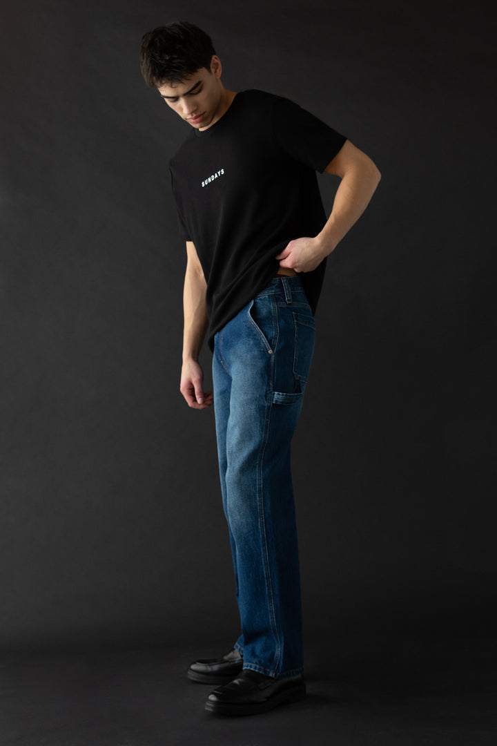 BAGGY WORKWEAR JEAN in DARK BLUE — alternate angle