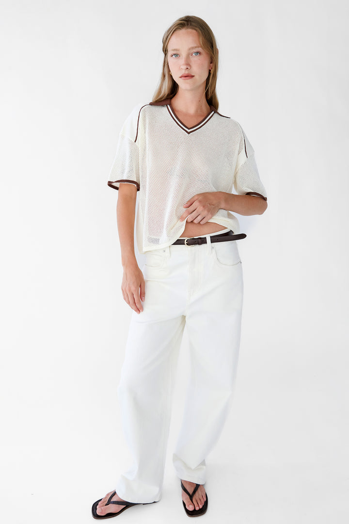 BARREL LEG DENIM JEAN in Ecru — alternate angle