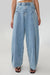 Pin tuck wide leg denim jean in medium wash — main image