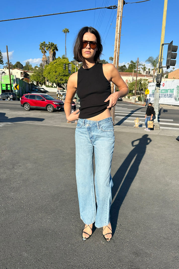 CROSSFRONT STRAIGHT LEG JEAN in Light Stone — alternate angle