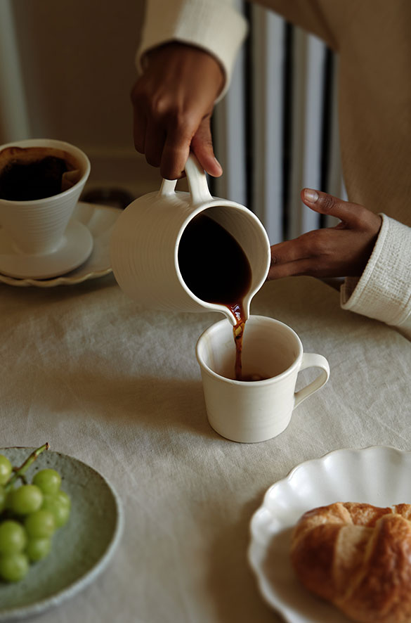 STONEWARE POUR-OVER COFFEE MAKER in Cream — alternate angle