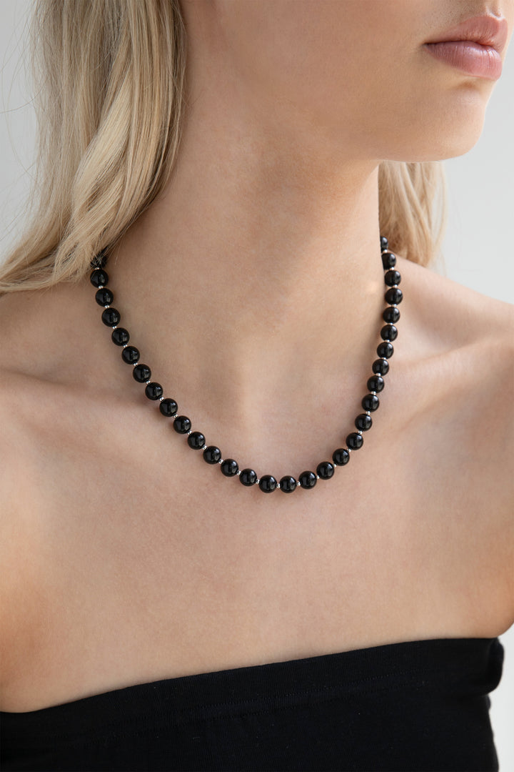 BLACK BEADED NECKLACE in Black — alternate angle