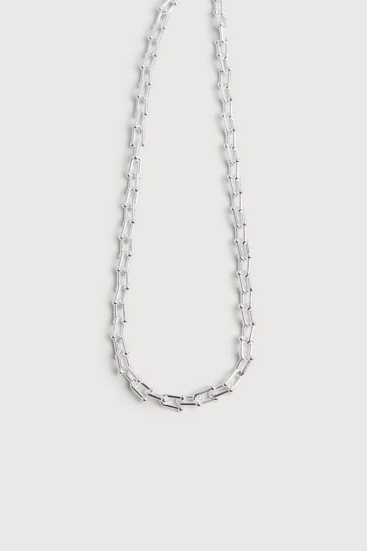 ORGANIC SHAPE CHAIN NECKLACE in Silver — alternate angle