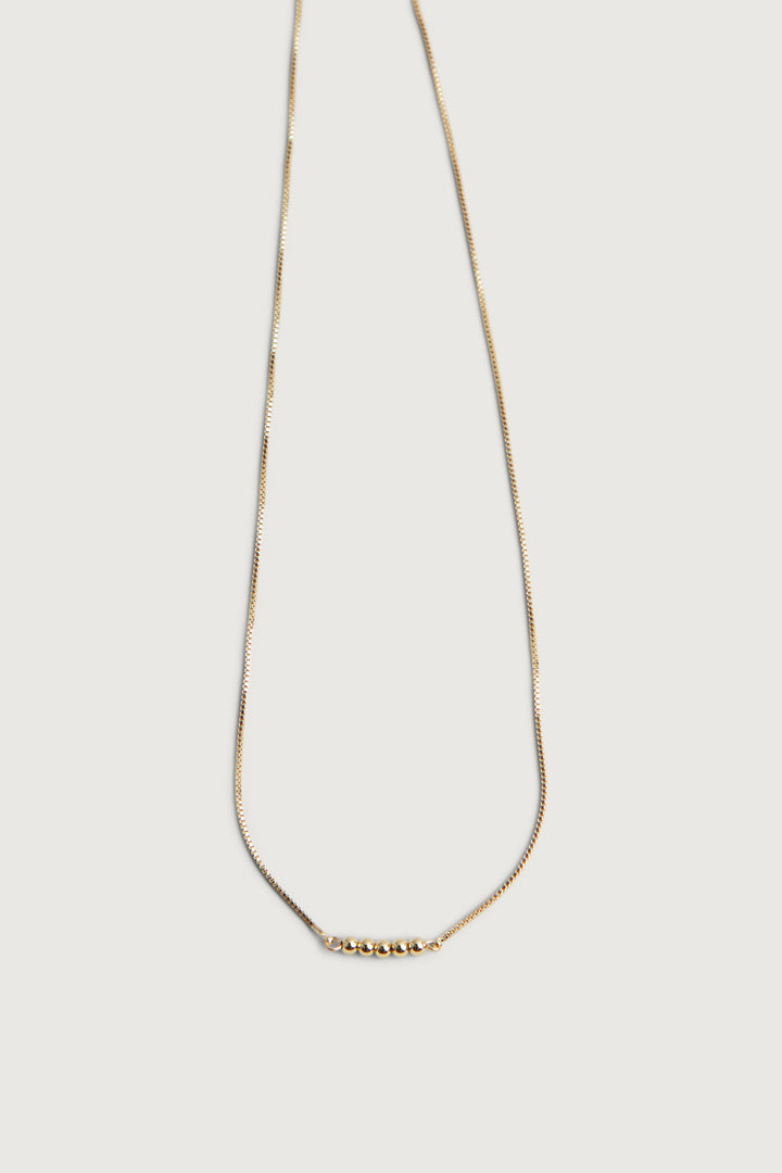 BOX CHAIN NECKLACE WITH BEAD PENDANTS in Gold — alternate angle