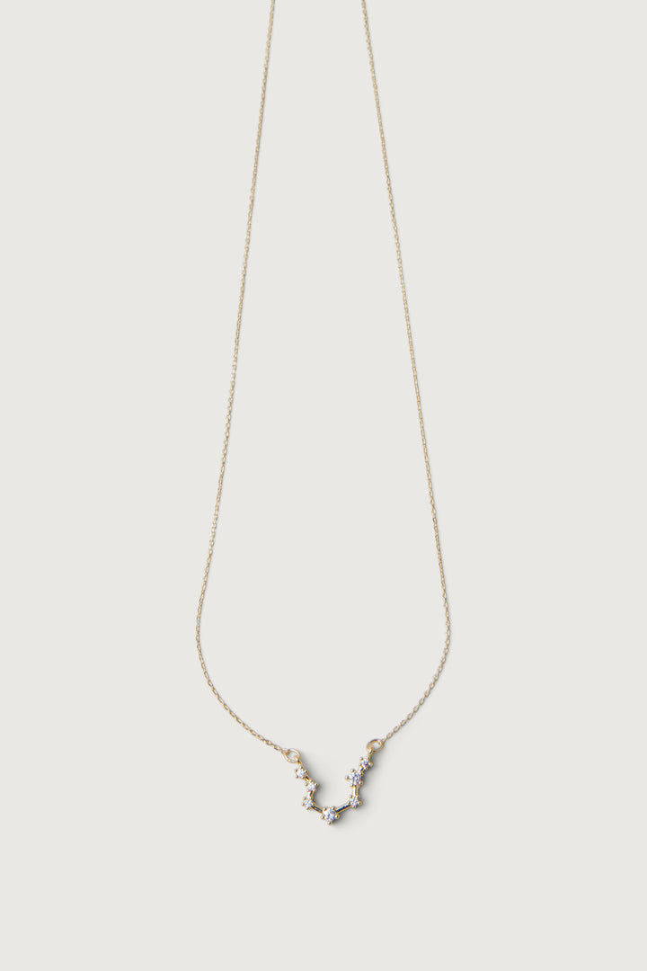 ZODIAC NECKLACE WITH ZIRCONIA in Aquarius — alternate angle
